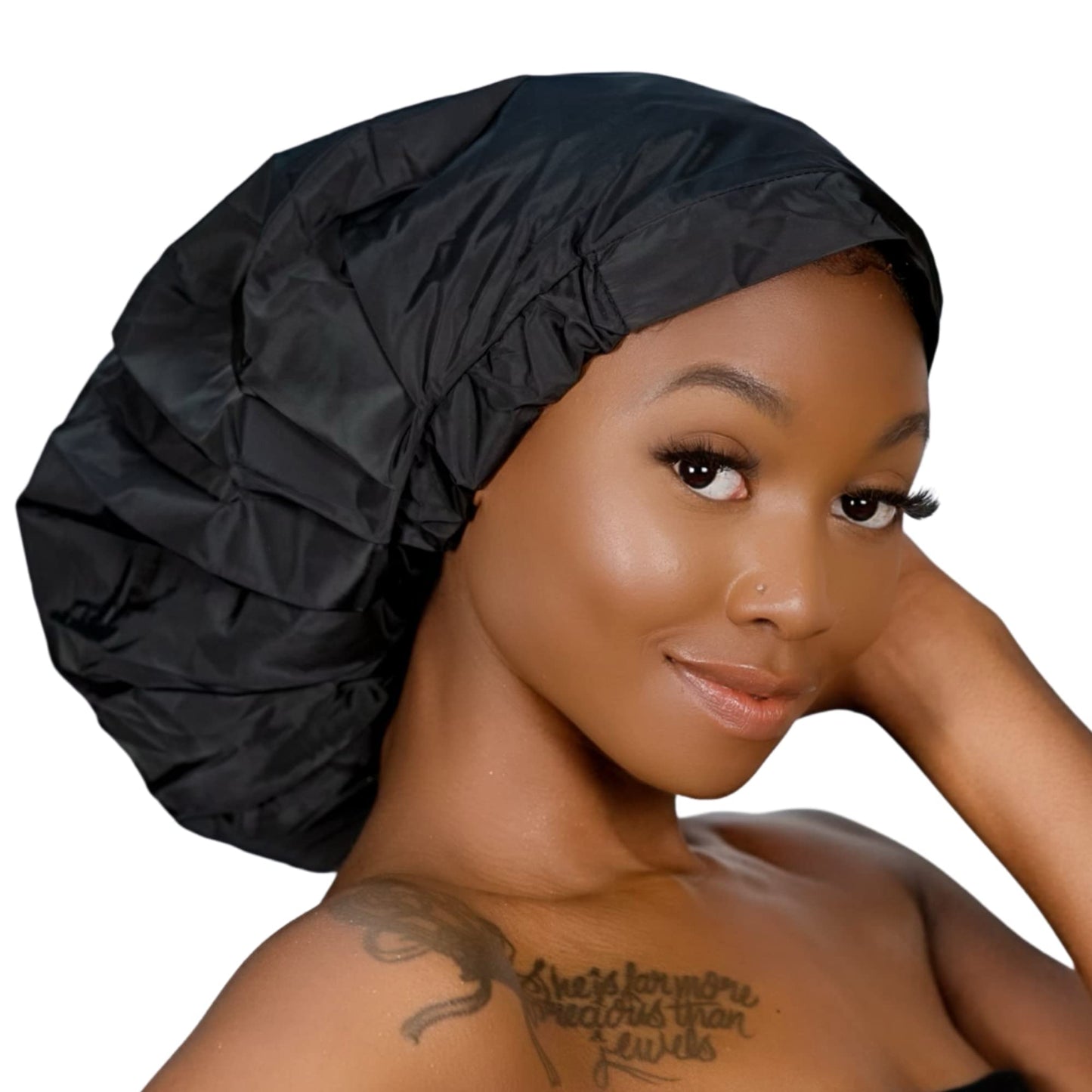 TTAT Shower Cap Jumbo Size for Men & Women With Afro, Long Dreadlocks, Locs, Box Braids, Voluminous & Long Hair, Waterproof, Washable, Reusable & Adjustable Black