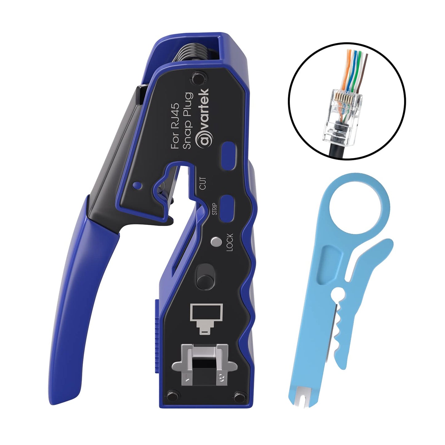 AVARTEK - Pass Through RJ45 Crimping Tool Crimper for CAT6a CAT6 CAT5e CAT5 Pass Through Connectors, Professional Ethernet Network Wire Crimper Tool