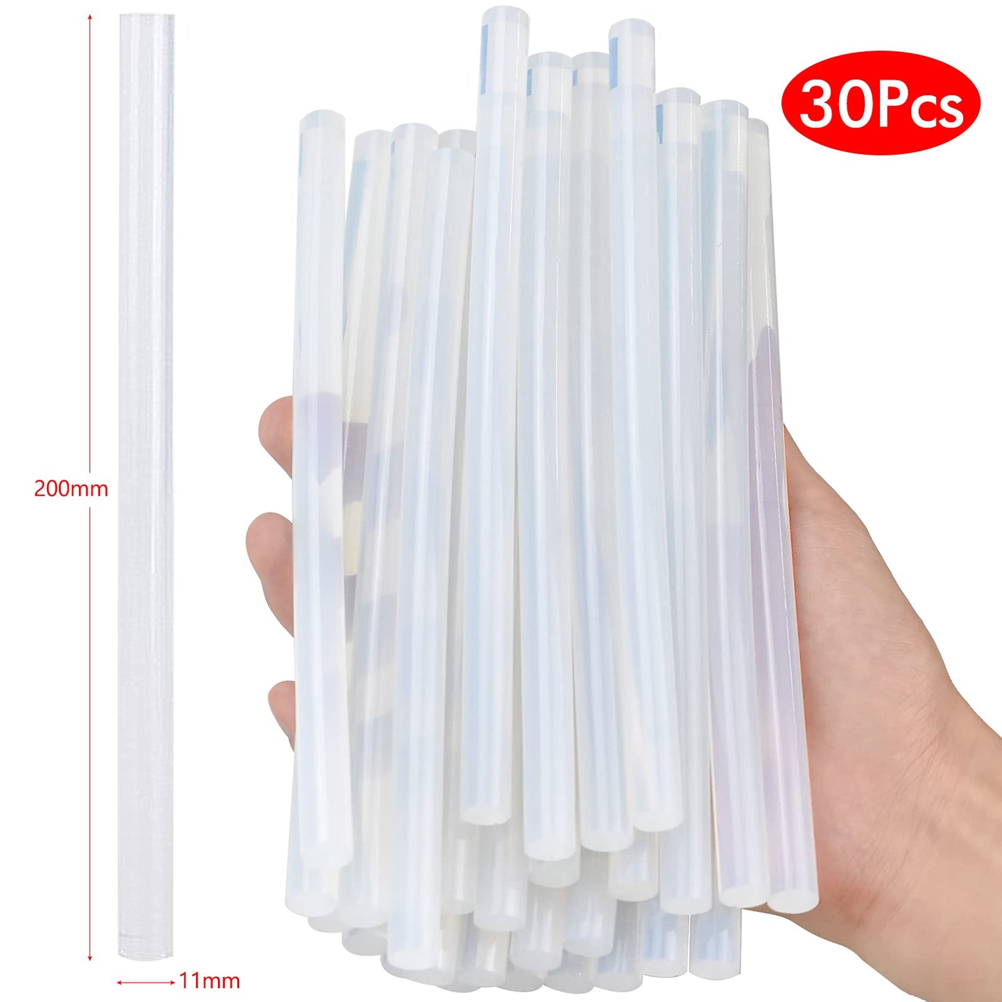 30 Pieces 200mm x 11mm Hot Glue Sticks, Adhesive Glue Sticks, Melt Glue Gun Sticks for Hot Glue Gun cartridges