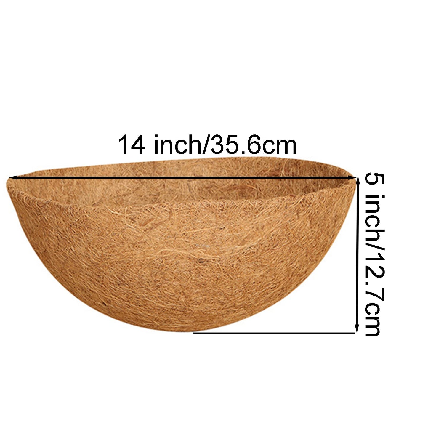 YUNSTK 2 Pcs Hanging Basket Liners 14 inch, Round Planter Liner Coco Fiber Replacement Liner, Natural Coconut Fibres Trough Liners for Hanging Baskets at Indoor Outdoor Garden Porch and Balcony 2pcs-14inch