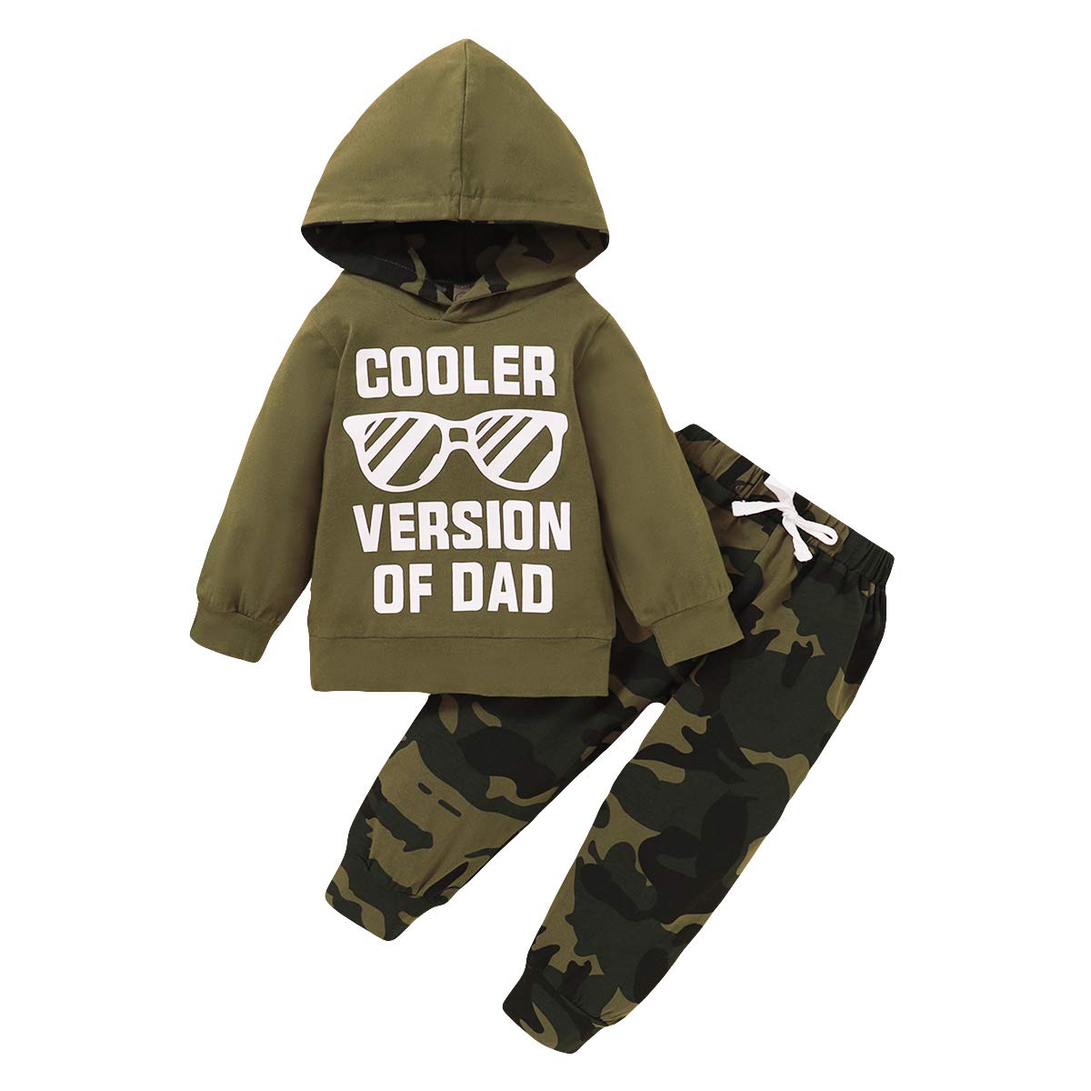 ZOEREA Baby Boy Clothes Outfit Set Fashion Letter Printed Long Sleeve Hoodie Tops Sweatshirt and Drawstring Pants 2 Pcs Set 3-6 Months Army green