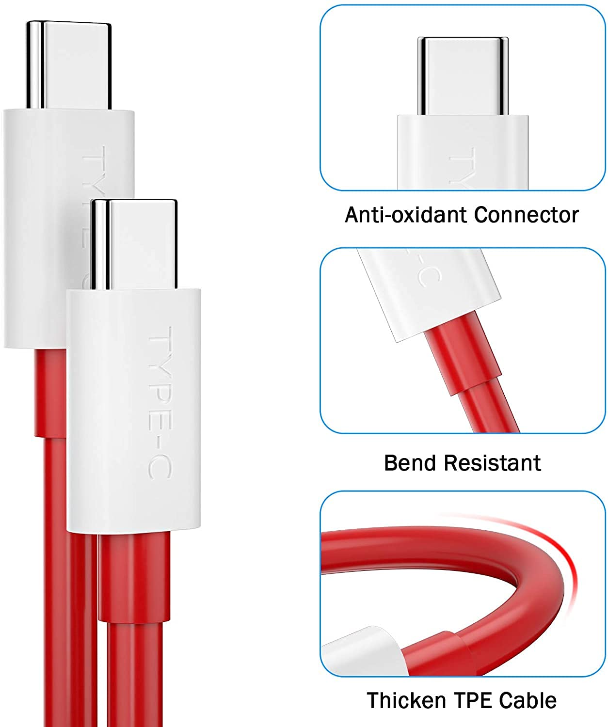 USB C to USB C Cable 2 Pack 2m Warp Charge 65W USB C Charging Cable PD Fast Quick Charger Cord for iPhone 16 Pro Max 15 Plus for OnePlus 10T 9 8 for Samsung S25 S24 S23 Galaxy Flip S22 S21 Pixel 6 7 9