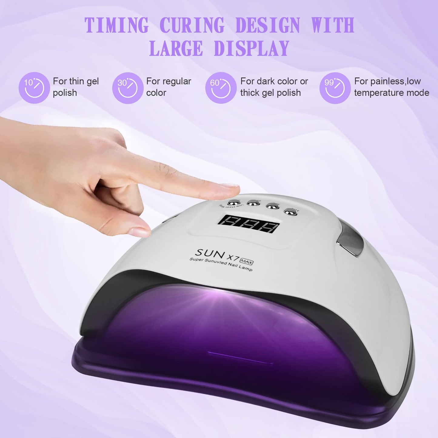 Wodondog LED UV Nail Lamps 180W Nail Dryer Gel Nail Curing Lamp UV Light with 4 Timers Auto Sensor LCD Display