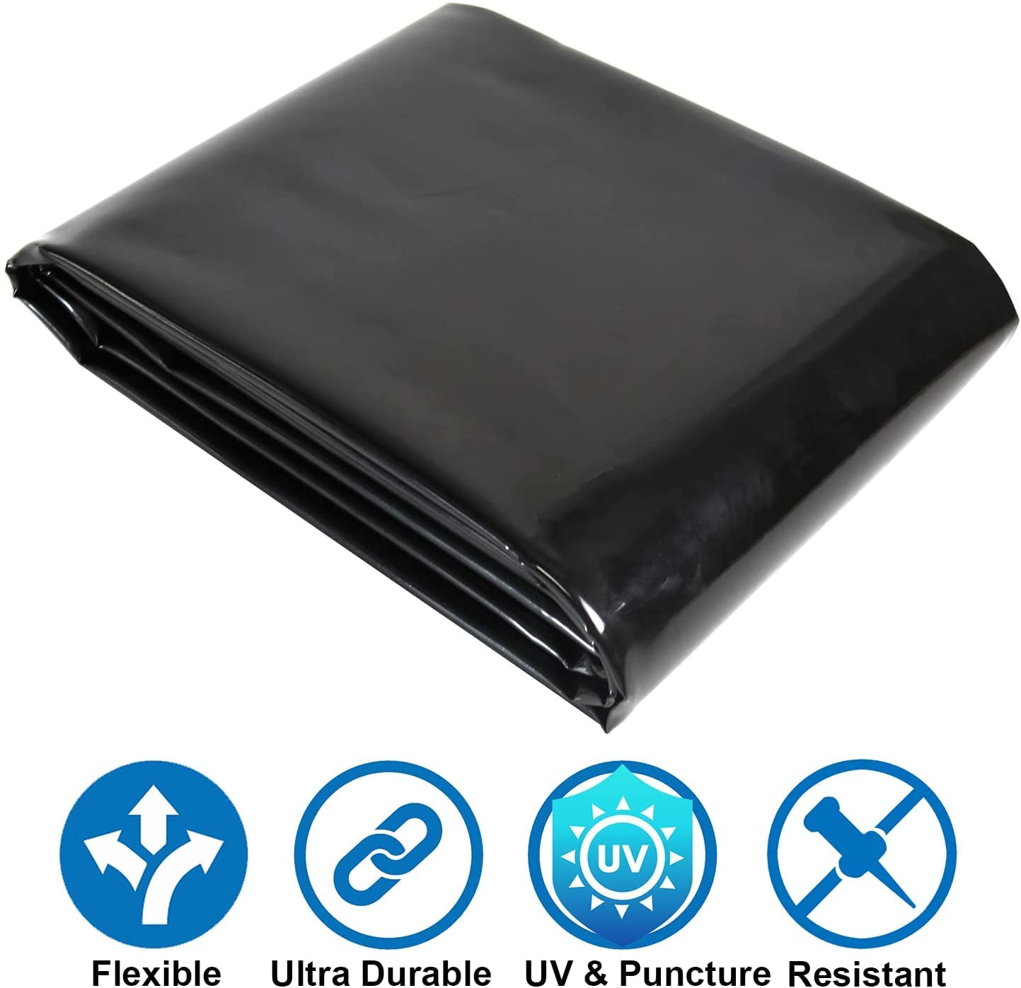 AzulLanse HDPE Pond Liner Surfaces Pond Liner Flexible Water Garden Fish Pond Liner for Small Ponds Fish Ponds Streams Fountain and Garden Waterfall 2.1 m x 3 m Thickness 0.3 mm