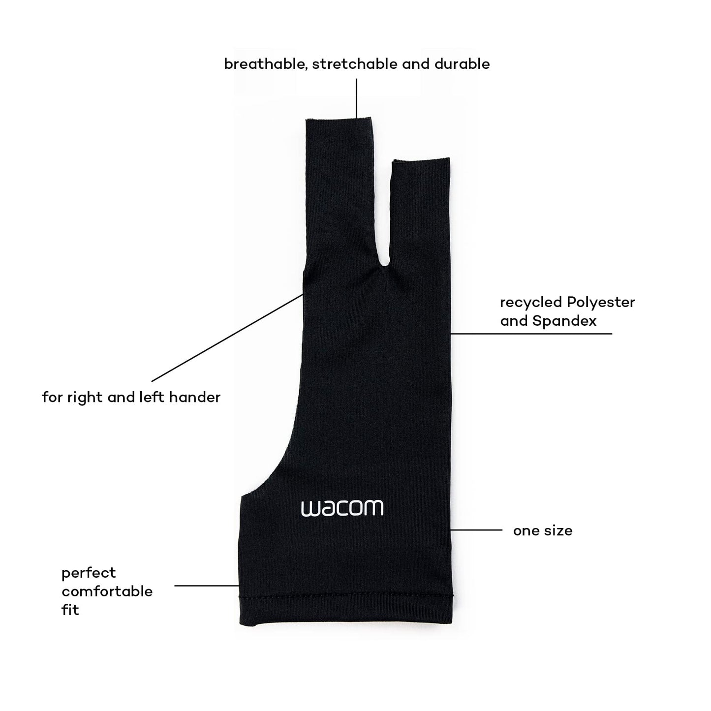 Wacom Drawing Glove – Glove for drawing on a graphic display (for right and left-handers, black), One Size Single