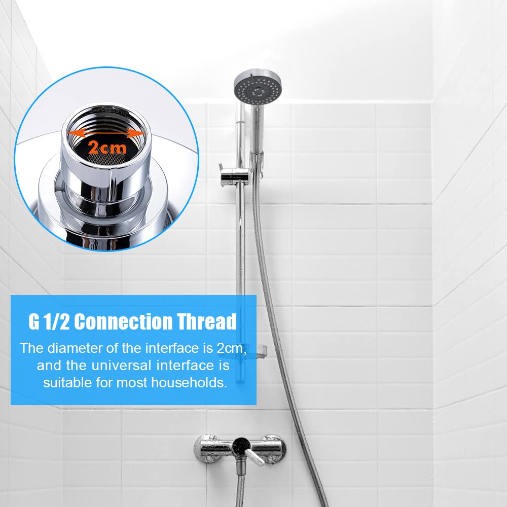 WANTOUTH 4-Inch High Pressure Rainfall Shower Head, 5 Spray Settings, Adjustable 360° Rotation, Anti-Rust ABS Material, Easy Installation with G1/2 Thread for Home, Hotel, and Bathroom