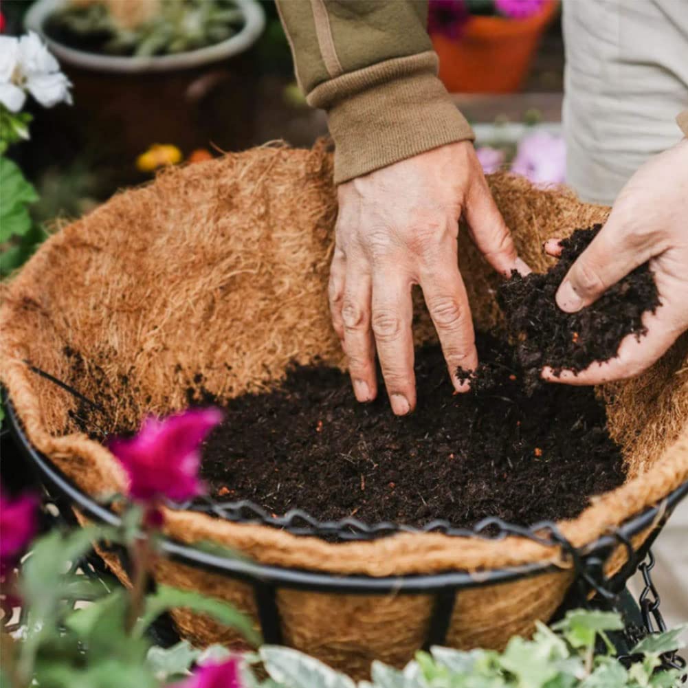 VLYHGO Coco Liner 14 Inch Hanging Basket Coir Liner 100% Natural Round Coconut Fiber Replacement Liners for Hanging Basket Flowers Vegetables (2 PCS) 14in