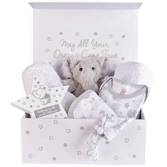 Baby Box Shop Baby Gift Set Unisex - 7 Baby Essentials for Newborn Baby Gifts in This Gender Neutral Baby Gifts Set - New Baby Hamper for Baby Shower Gifts, Baby Reveal Gifts, Gender Reveal Gifts Set Standard