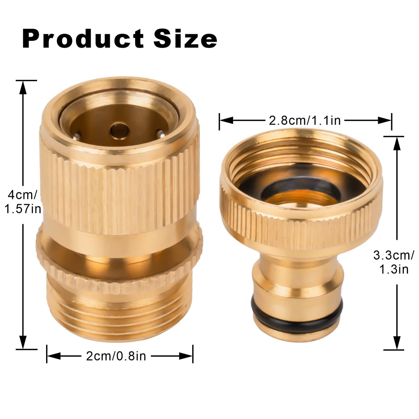 2 Pair 3/4 Inch Brass Hose Connector Adapter Garden Quick Hose Connector Faucet Adapters for Garden Lawn Water Hoses with External Threads