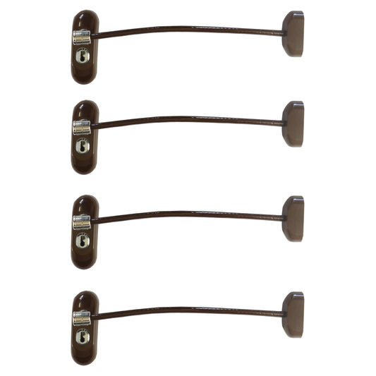 UAP Window Restrictor with Key - Window Safety Locks with 20cm Cable, Window Locks for Child Safety, Security Window Limiter Restrictor for All Types of Windows (4 Locks, Brown - Brown Cable) 4 Locks Brown (Brown Cable)