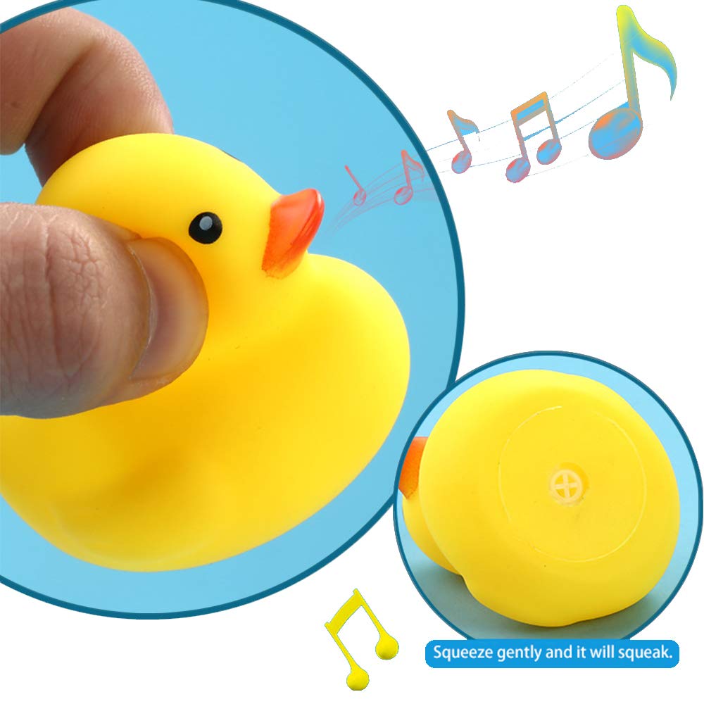 WAMSOLE 50PCS Super Mini Rubber Duck Bath Duck Toys for Toddlers Boys Girls,Squeak and Float Yellow Ducks in Bulk Baby Shower Duck Decorations Party Favors (1.6’’)