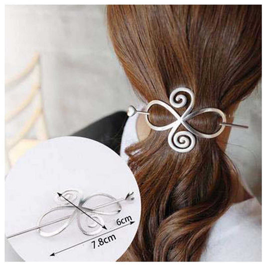 Yheakne Vintage Celtic Knot Hair Slide Pin Silver Celtic Infinity Hair Barrette Long Hair Pin Pin Bun Holder Clips Decorative Hair Accessories for Women and Girls