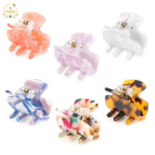 6 Pack Hair Claw Clips for Girls, Cellulose Acetate Hair Jaw Clamp Clips Small French Hair Claw Clips Classic Vintage Hair Clips for Women Girl All Hairstyles （6 Colors）