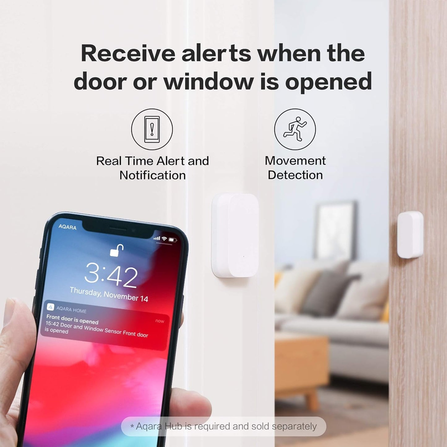 Aqara Door and Window Sensor Kit - 3pcs (Aqara Hub is Required), Zigbee, Wireless Mini Contact Sensor for Alarm System and Smart Home Automation, Compatible with Apple HomeKit, Alexa, Works With IFTTT Door and Window Sensor*3