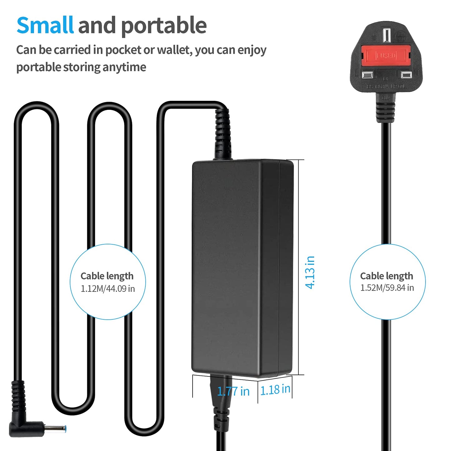 45W Laptop Charger for HP, 19.5V 2.31A Power Supply Compatible with HP Stream 11 13 14, Elitebook Folio, Chromebook, Envy, Spectre, Ultrabook, Pavilion, Probook, Touchsmart Ac Adapter (4.5 x 3mm)