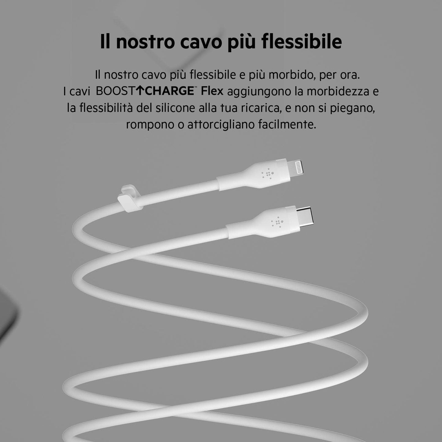 Belkin BoostCharge Flex Silicone USB Type C to Lightning Cable (3M/10ft), MFi Certified 20W Fast Charging PD Power Delivery for iPhone 14/14 Plus, 13, 12, Pro, Max, Mini, SE, iPad and More - White 3M