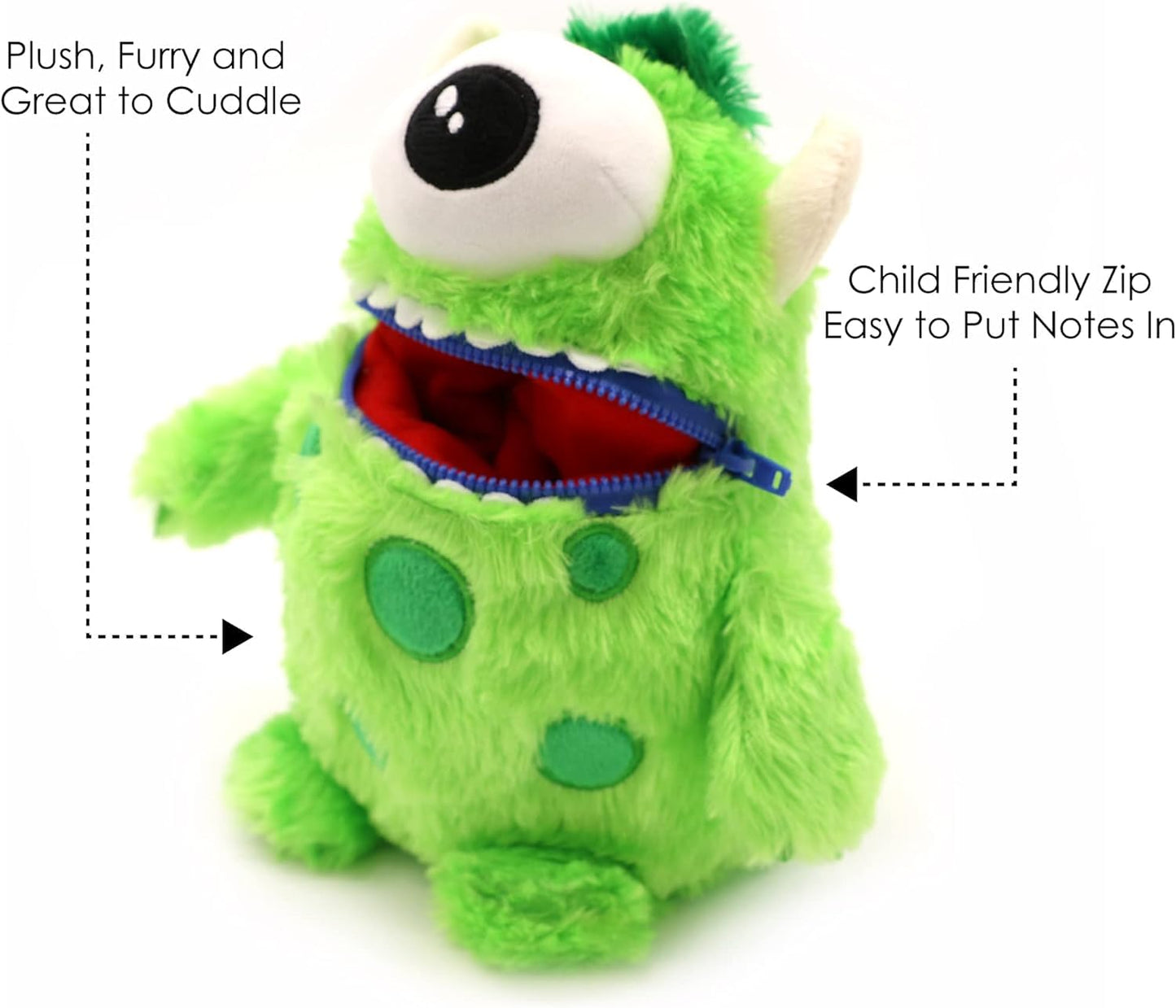 Worry Yummy Monster Children's Soft Toy - 28cm (11") Soft Cuddly Toy For Kids - Boys & Girls Anxiety, Stress & Fear Reducing Sleep Companion - Green 'Hank' Green (Hank)