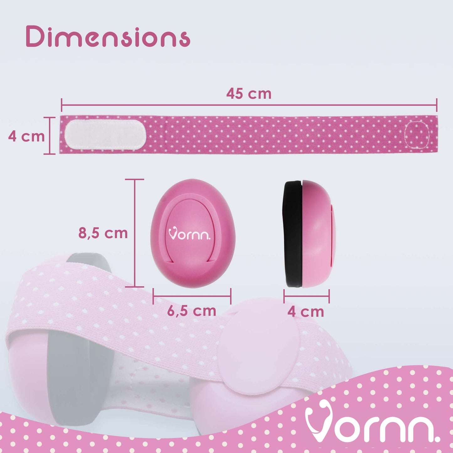 VORNN Baby Ear Defenders for 0-36 Months - CE and UKCA Certified, Soft and Adjustable - Infant Noise Cancelling Defenders, Pink Ear Muffs