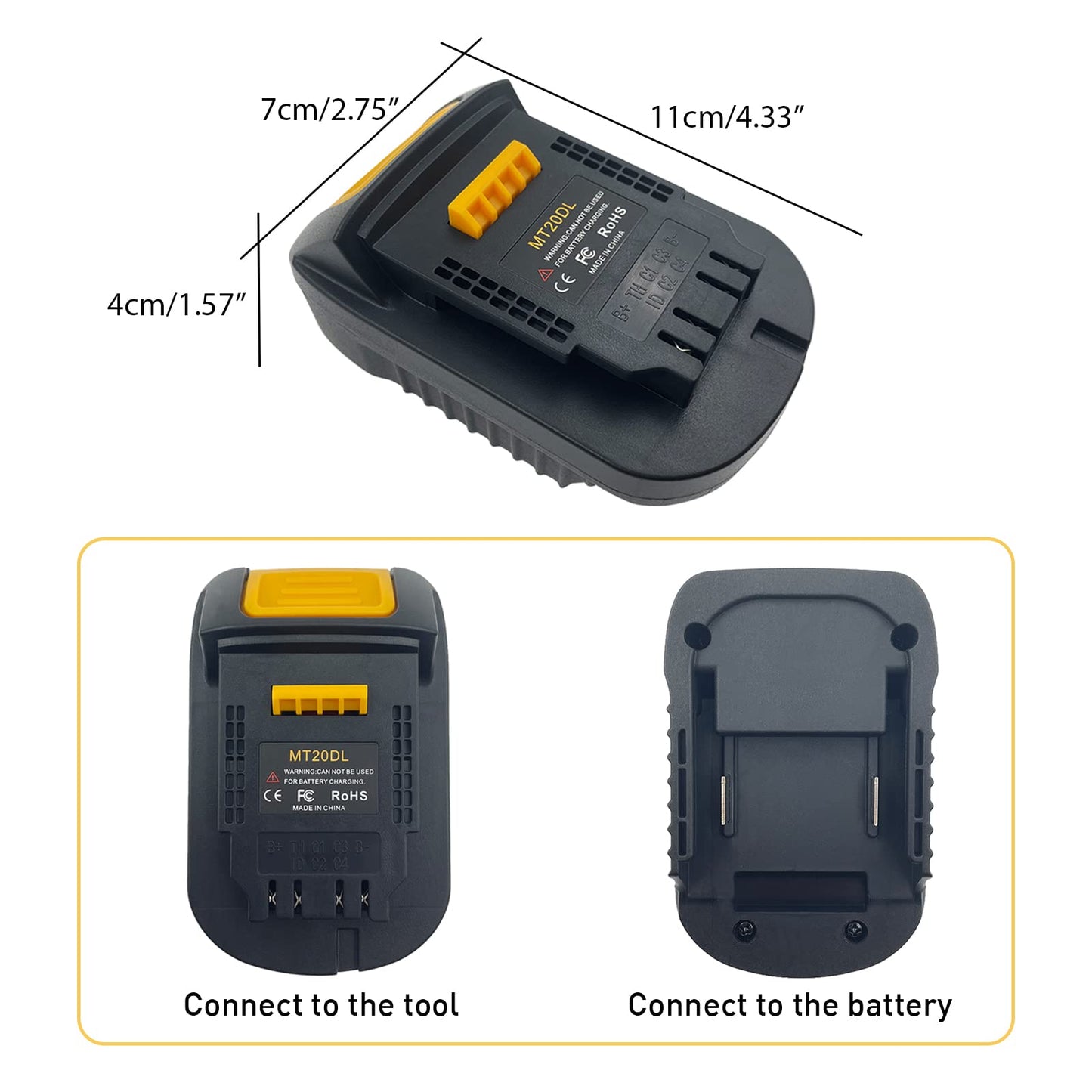 YSDZ Lithium Battery Tool Adapter, Compatible with Makita 18v to 20v Conversion Dewalt Adapter,MT20DL Lithium Battery Convert Adapter