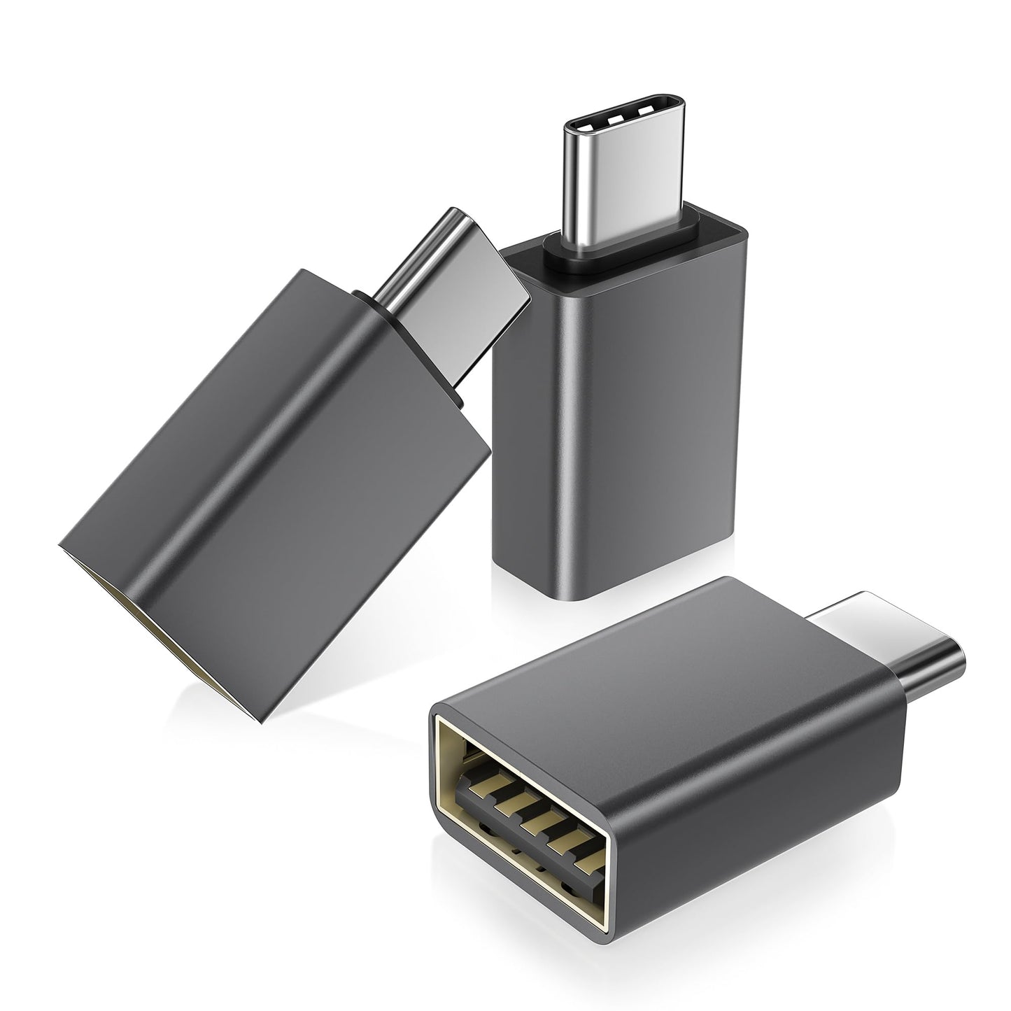 BASESAILOR USB C to USB Adapter 3 Pack,USBC Male to USB A Female 3.0 OTG Adapter,Type C Thunderbolt 4 5 Converter for iMac,MacBook Pro,Apple iPhone 16 16e 15,iPad,Microsoft Surface,Samsung Galaxy S25 Gray