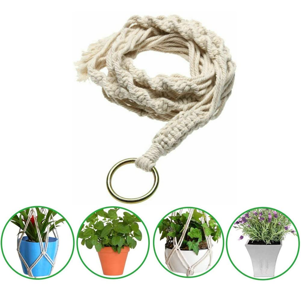 2 Pack Macrame Plant Hangers, Basket Cotton Rope Hanging Planter Holder Wall Flower Pots Hanger for Indoor Outdoor Garden Balcony Ceiling Household Decoration 105CM