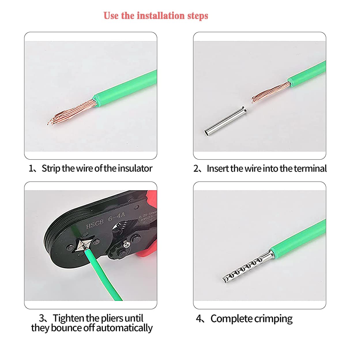 Uninsulated Wire Ferrule Kit, 1000pcs 12 Types of 8-22AWG Wire End Copper Crimp Pin End Terminal Connector for Cable Electrical Group Splice(0.5/0.75/1/1.5/2.5/4/6/10mm²)