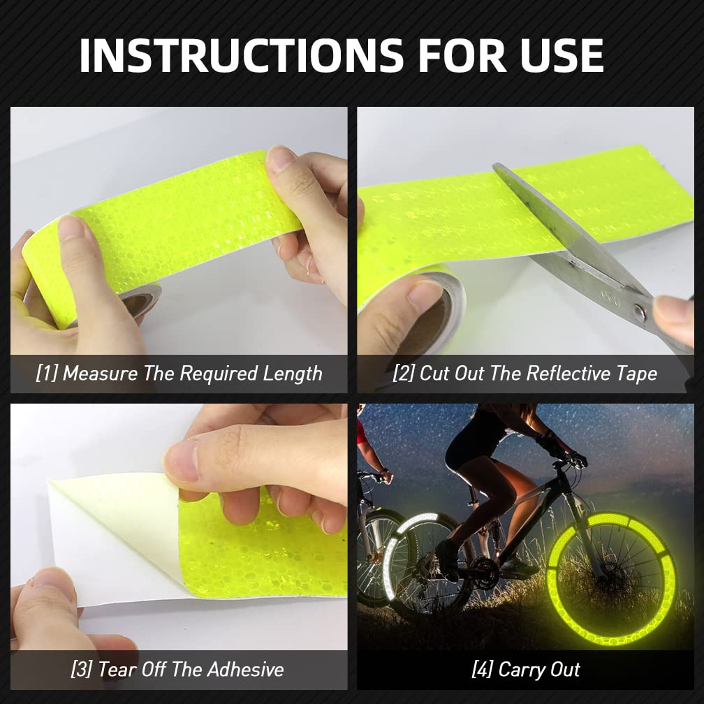 Xrkuu 3M x 5CM Reflective Warning Tape, 3 Rolls Green Waterproof Reflector Tape High Visibility Tape Safety Reminder for Vehicles, Helmets, Mailboxs on Night