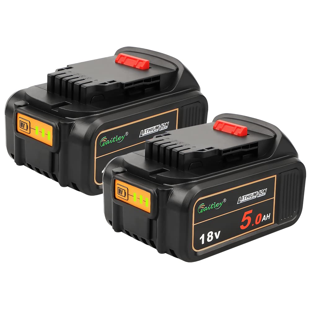 2-Pack Power Elektro DCB184 18V 5.0Ah Replacement XJ Battery Compatible with Dewalt DCB200 DCB180 DCB181 DCB182 DCB201 DCB200-2 Lithium Ion Battery 18 Volt MAX XR Tools