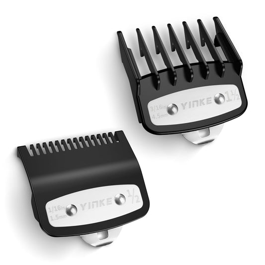 Yinke Clipper Guards Premium for Wahl Hair Clippers Trimmers with Metal Clip - 2 Cutting Lengths is 1 1/2” and 1/2” (1.5 and 4.5 mm) Fits Most Size Wahl Clippers (2PCS, Black)