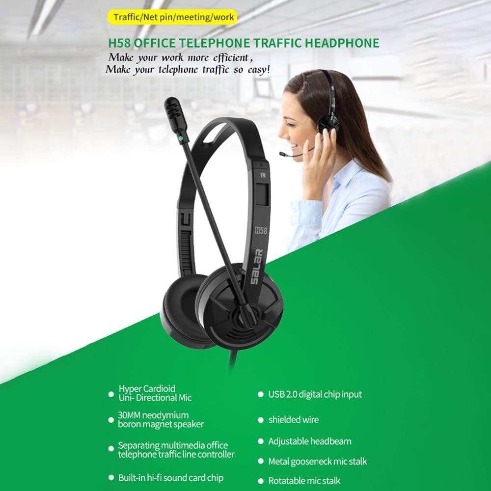 USB Headsets with Microphone, 3.5mm Jack Noise Cancelling Headset Stereo Headphone for PC, Laptop USB, Multi-Use USB Headsets Earphone for Call Center, Business Chat, Gaming, Teaching, etc