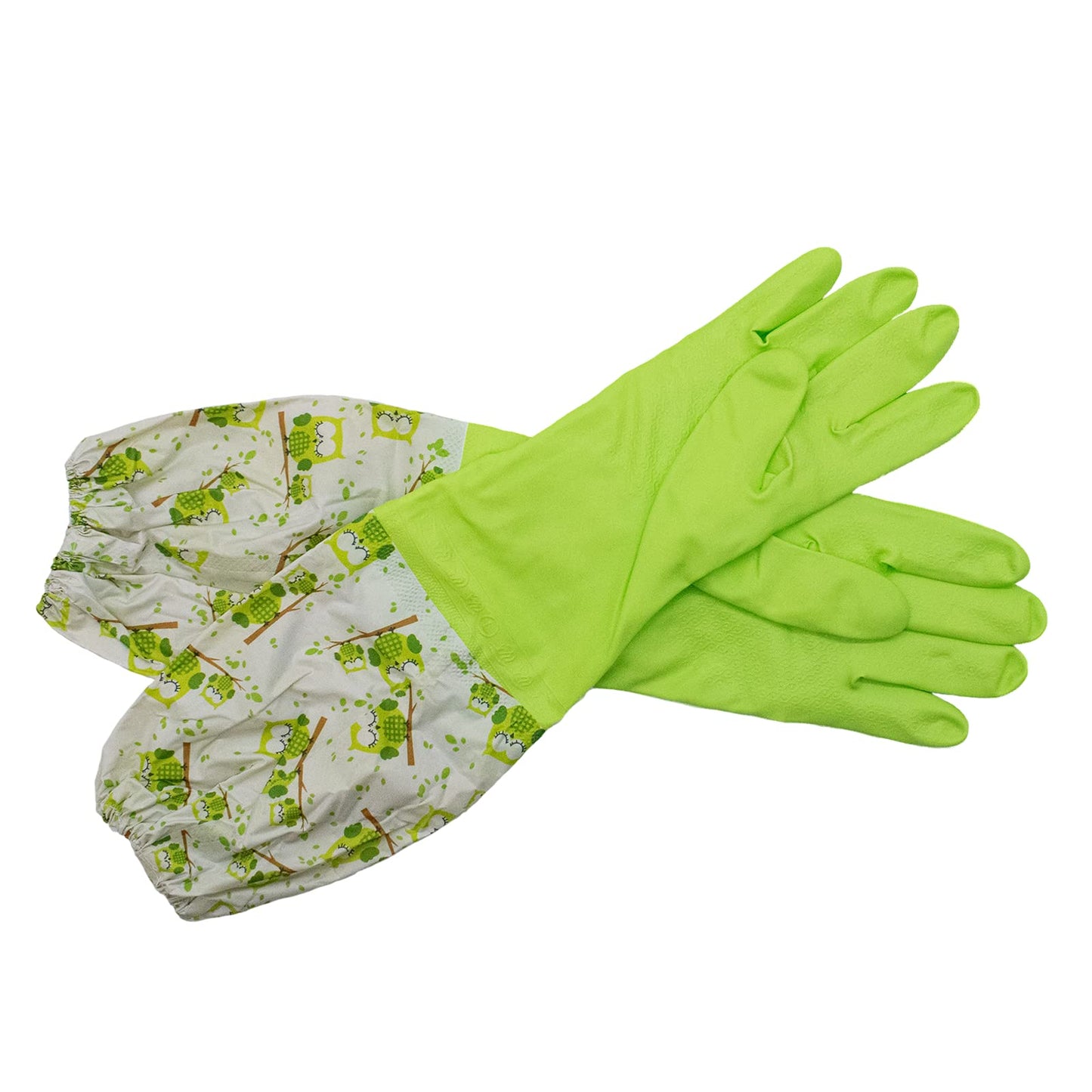 TRIXES Long Green Rubber Pond and Drain Gloves – Household & Garden Chores, Gardening, Weeding, Washing, Cleaning & Dishwashing – Protect your Sleeves - Heavy Duty, Waterproof and Lined for Warmth