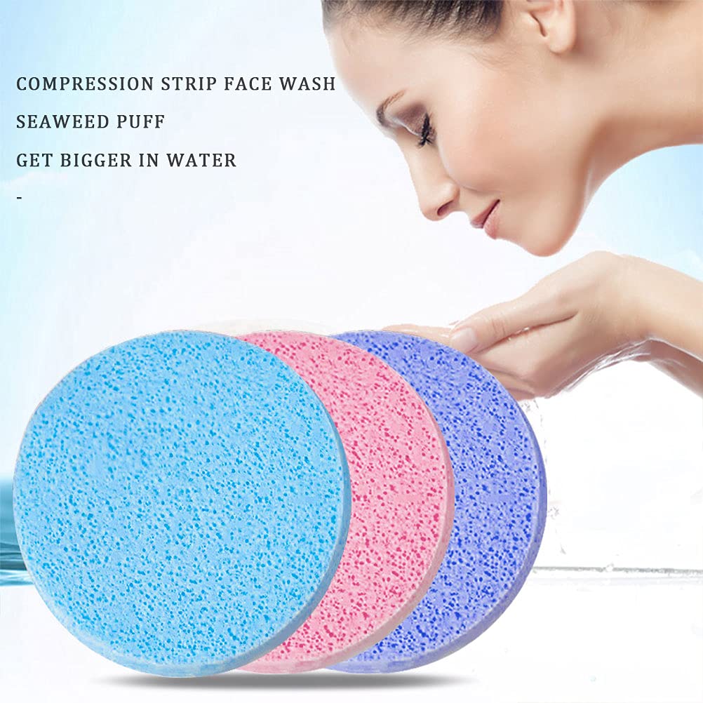 48 Pcs Facial Sponges, Compressed Face Cleansing Sponge Cellulose Face Sponge for Men Women Massage Makeup Removal(Pink) Multi-colored