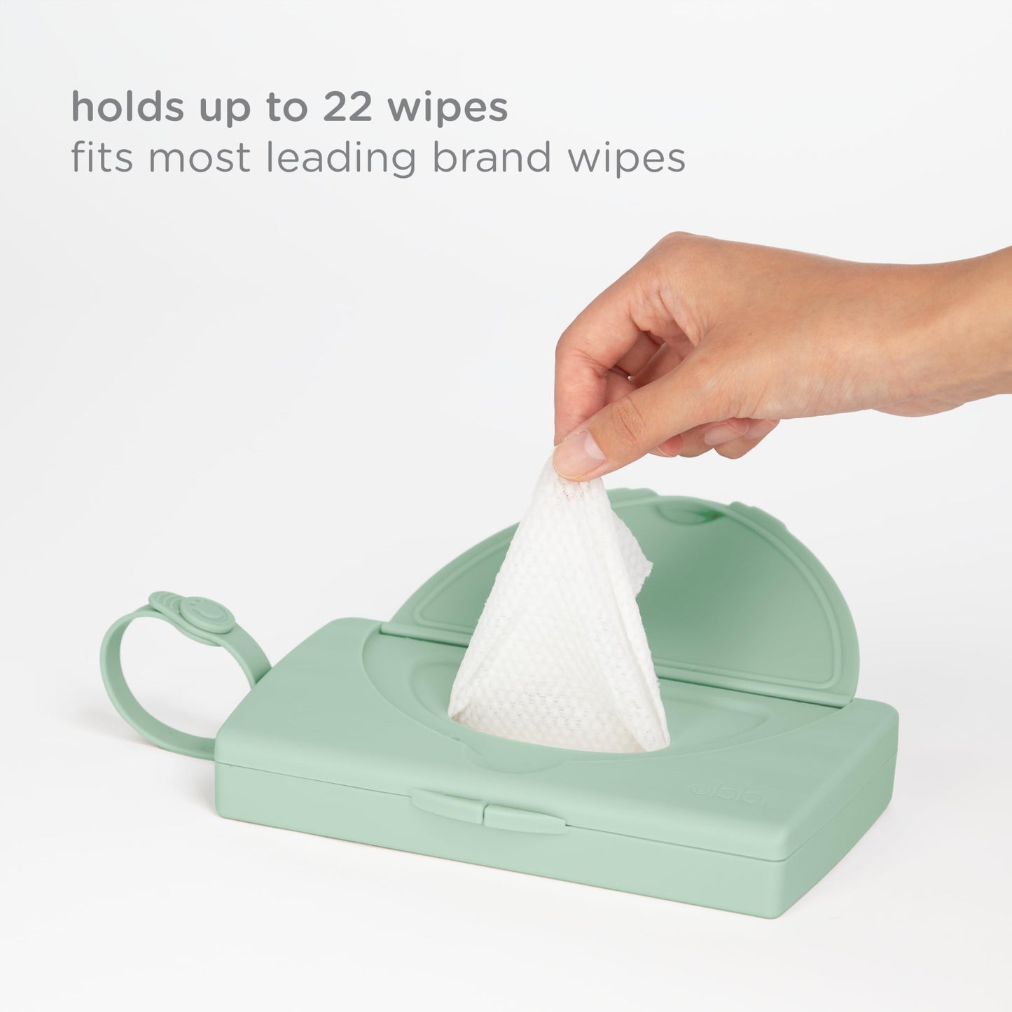 Ubbi On-the-Go Baby Wipes Dispenser, Portable Wipes Container for Travel, Nappy Bag Accessory Must Have for Newborns, Reusable Wipes Holder, Sage Green One Size