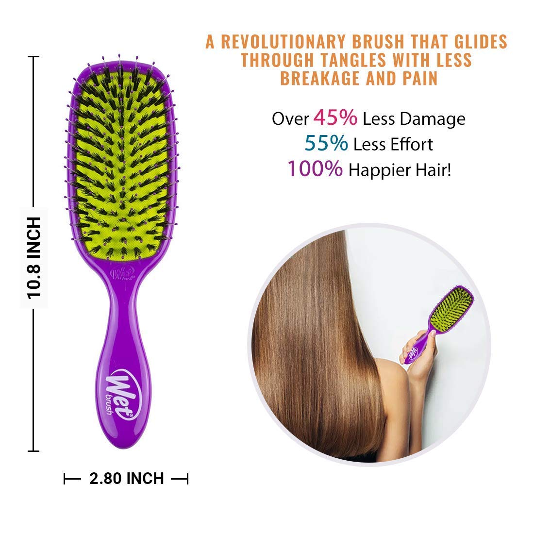 Wet Brush Shine Enhancer Paddle Brush, Marble Bronze - Hair Detangler Brush with Ultra Soft Bristles, Infused With Natural Argan Oil, Shiny Detangle & Smooth Hair, Wet or Dry, For All Hair Types