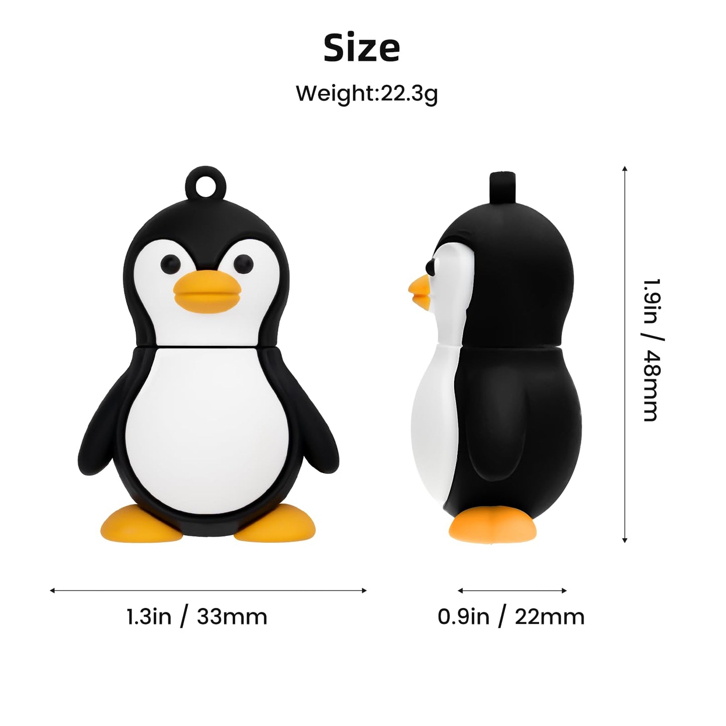 64GB USB Flash Drive Cute Penguin-Shaped, BorlterClamp Cute Memory Stick USB Drive Thumb Drive for External Data Storage 64GB