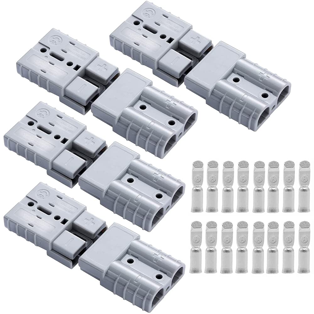 Battery Connector 50A, Battery Quick Connector Plug 50 Amp 600V 8Pcs Quick Connection Plug Connector for Anderson Powerpole Gray