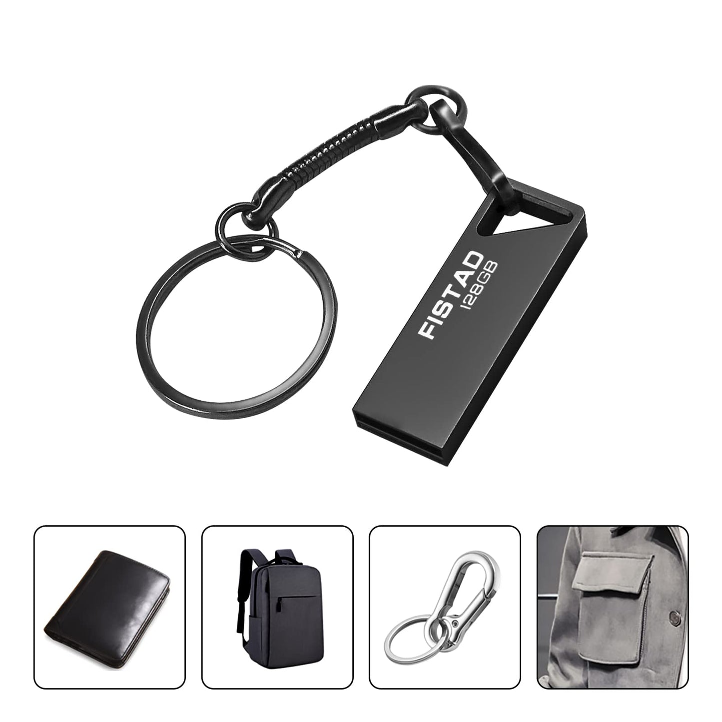 USB Flash Drive 128GB, USB 3.0 USB Drives Metal Memory Stick 128gb USB 3.0 Pen Drive Portable USB Stick 128 GB for PC Laptop, Computers Tablet, Car Etc (Black) XSJ-128-3.0