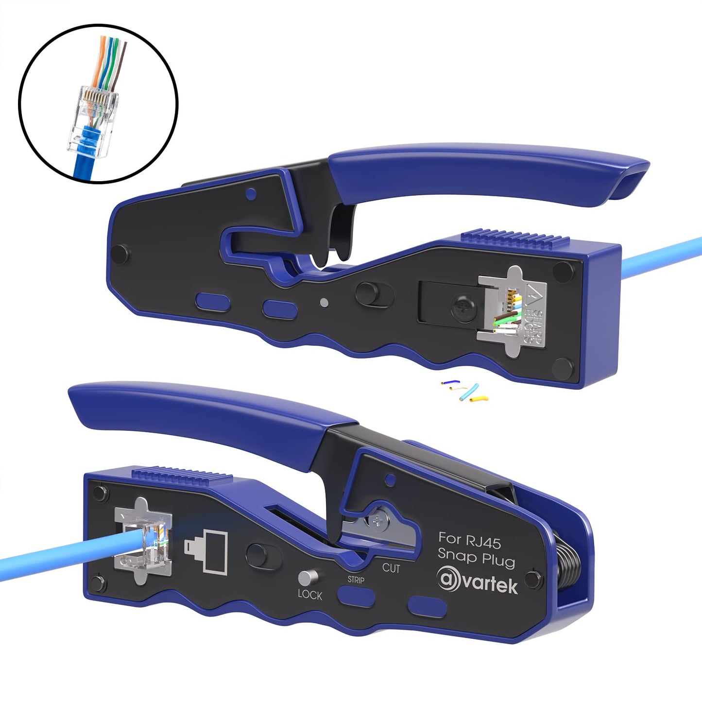 AVARTEK - Pass Through RJ45 Crimping Tool Crimper for CAT6a CAT6 CAT5e CAT5 Pass Through Connectors, Professional Ethernet Network Wire Crimper Tool