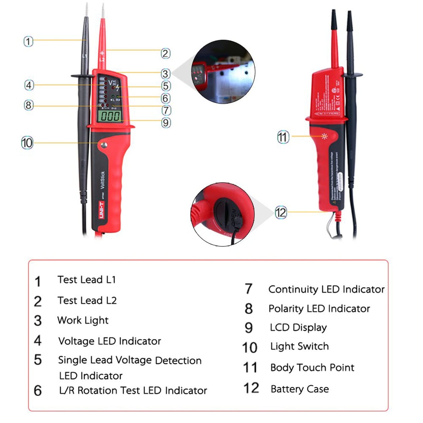 UNI-T UT15C Waterproof Digital Voltage Meter 24V~690V AC/DC Voltage Testers LCD Display Auto Range Phase Rotation Voltage Tester