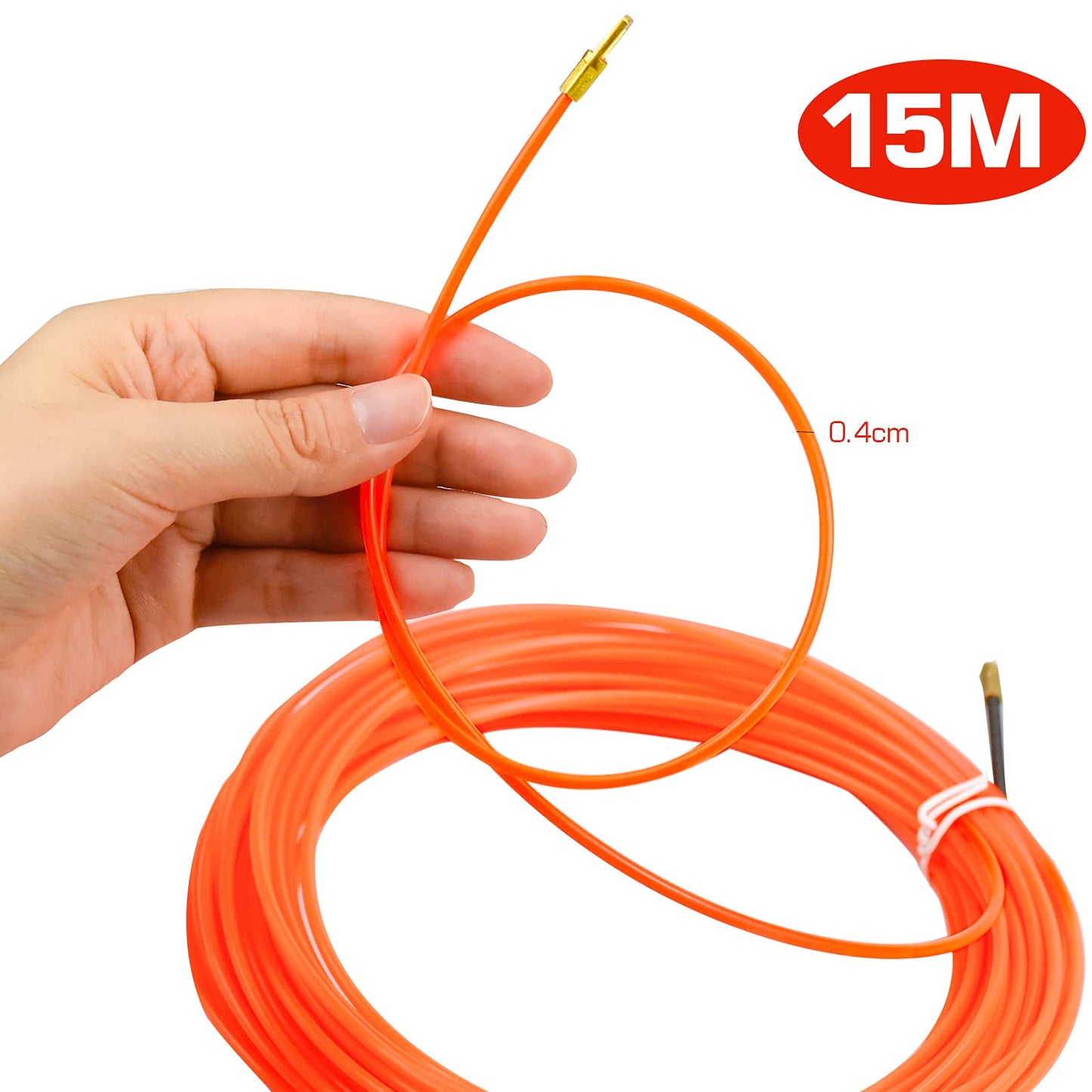 15M Fish Tape Electrical Cable Running Rods, Electrical Wire Threader, with Cable Harnesseswith for Dry Wall Conduit Insulation Pipe and More