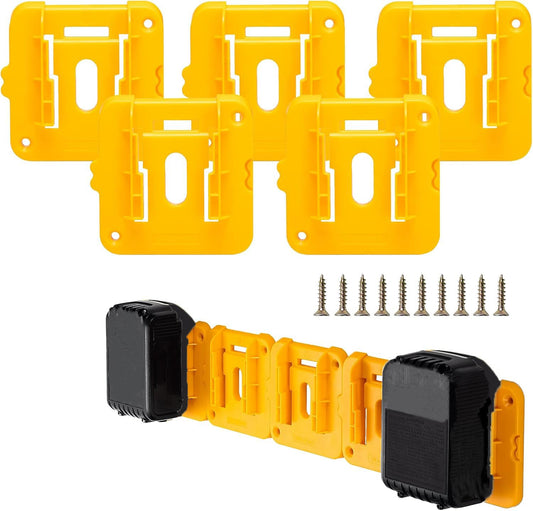 5 Pack Rozlchar Battery Holder Compatible for Dewalt 20V Battery Mounts Dock Holder Fit for DCB200 DCB201 DCB202 DCB203 DCB204(w/10 screws, No Battery)