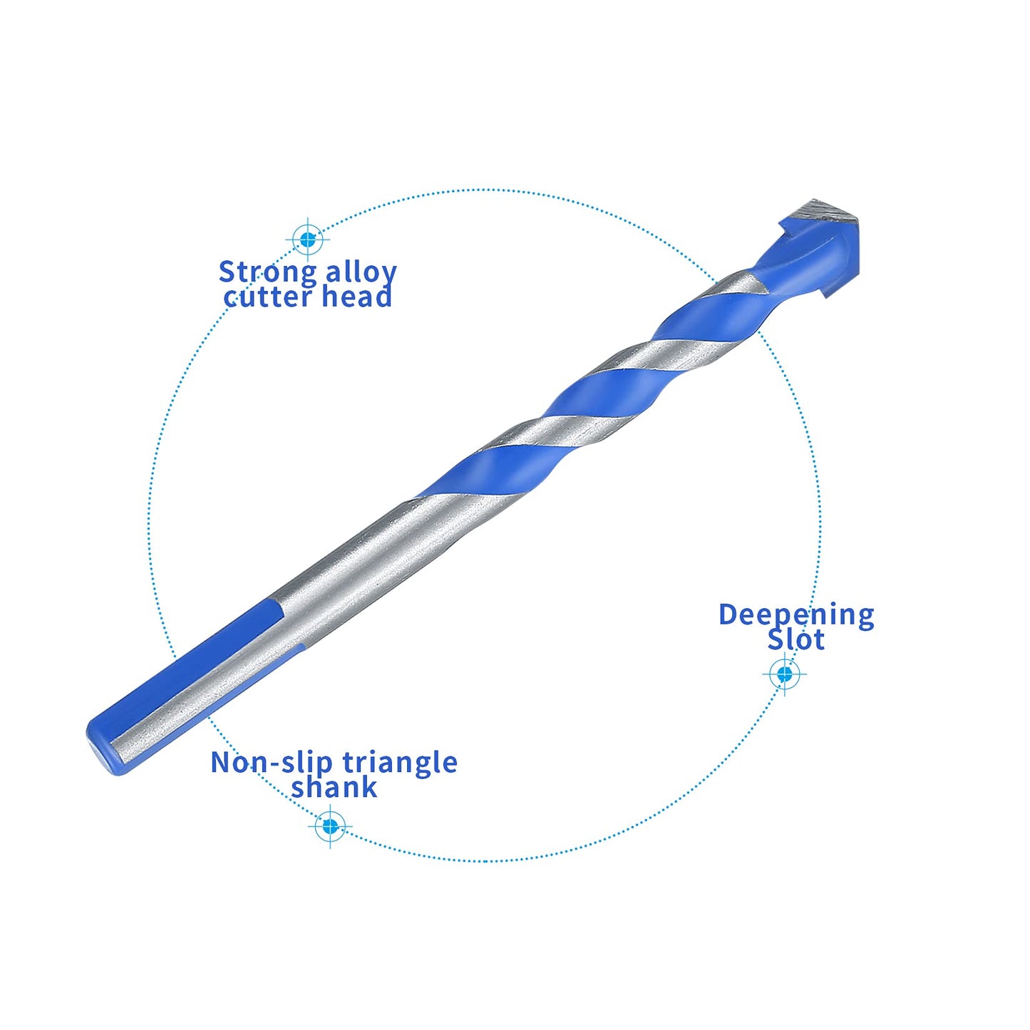 Aoyfuwell10 Pcs Tungsten Carbide Masonry Drill Bit Set, Tile Tip Drill Bits Set for Porcelain Ceramic Tile, Concrete, Brick Wall, Glass, Mirrors, Plastic, Masonry, Wood Drill Bits - 6mm/8mm/10mm/12mm