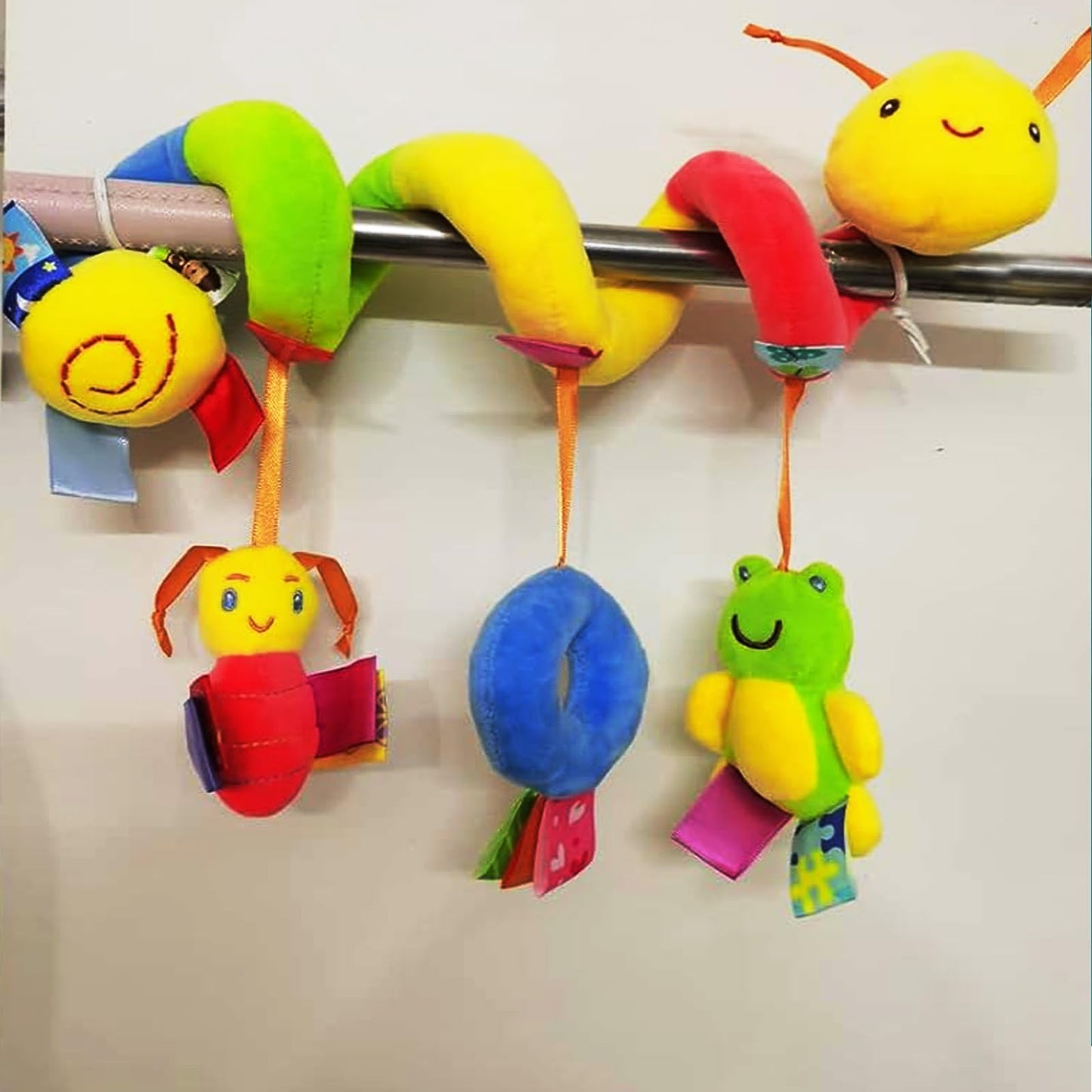 zhongdada Spiral Pram Toys for Babies -Plush Hanging Baby Rattle Sensory Toys for Crib Mobile Bassinet for 0 3 6 9 12 Boys Girls 100g