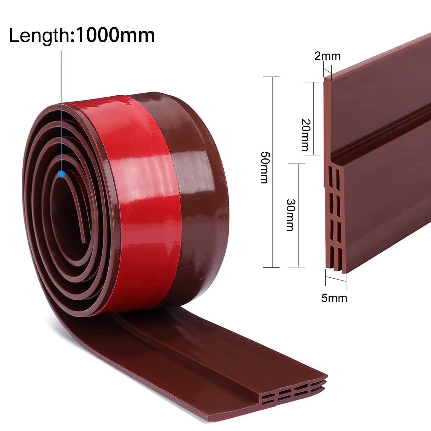 AiQInu Draught Excluder for Doors, Set of 2, Self-Adhesive Replacement Seal, Cut to Size, Suitable for Sound Protection, Against Insects, Weather Protection Strips Brown