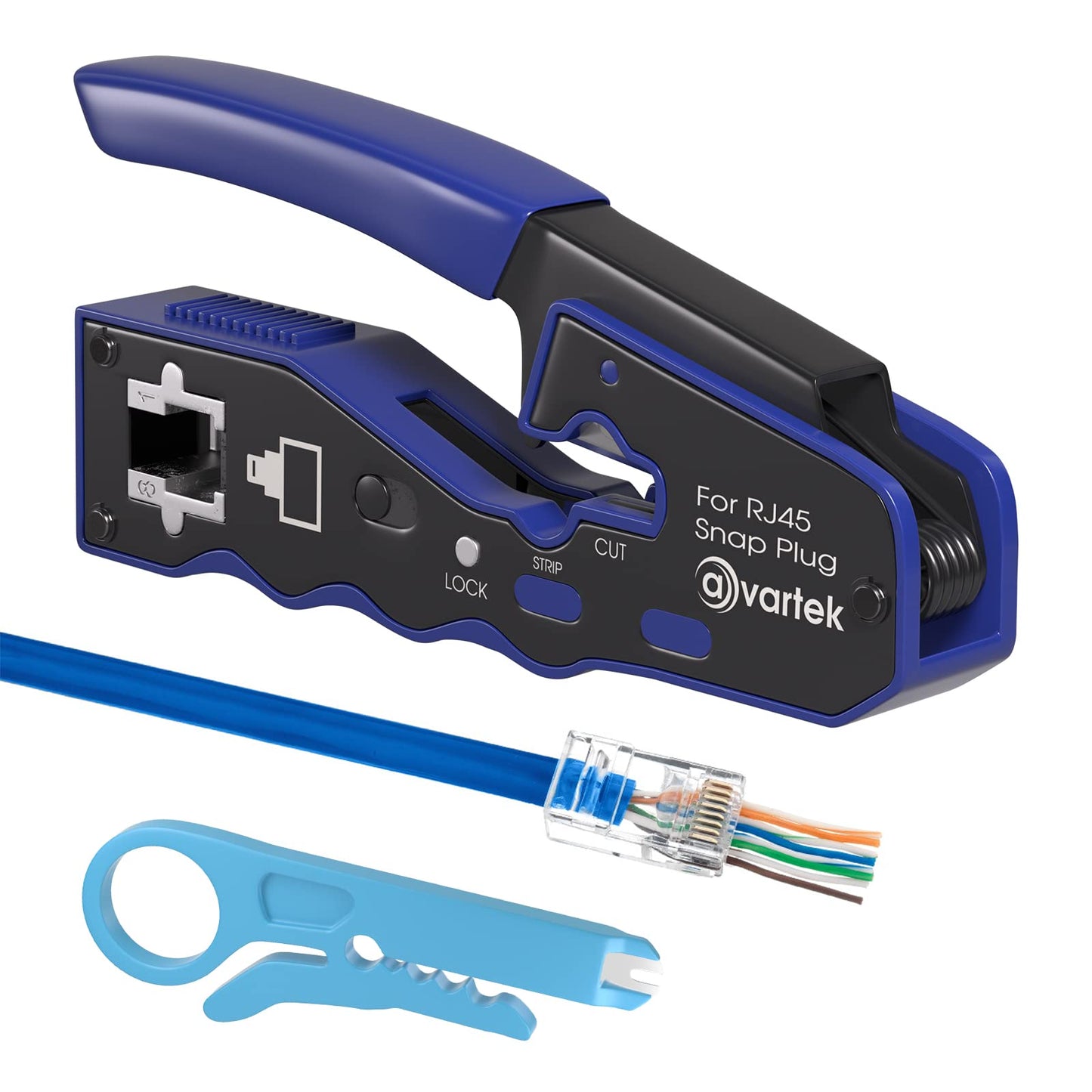 AVARTEK - Pass Through RJ45 Crimping Tool Crimper for CAT6a CAT6 CAT5e CAT5 Pass Through Connectors, Professional Ethernet Network Wire Crimper Tool