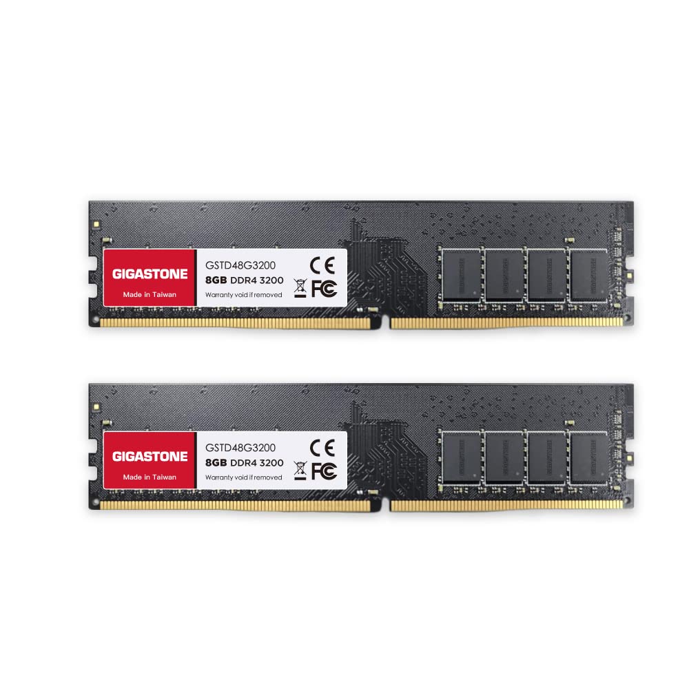 【DDR4 RAM】Gigastone Desktop RAM 16GB (2x8GB) DDR4 16GB DDR4-3200MHz PC4-25600 CL22 1.2V 288 Pin Unbuffered Non ECC UDIMM for PC Computer Desktop Memory Module (Desktop ONLY) 16GB (2x8GB) 3200MHz 8GB 2-Pack