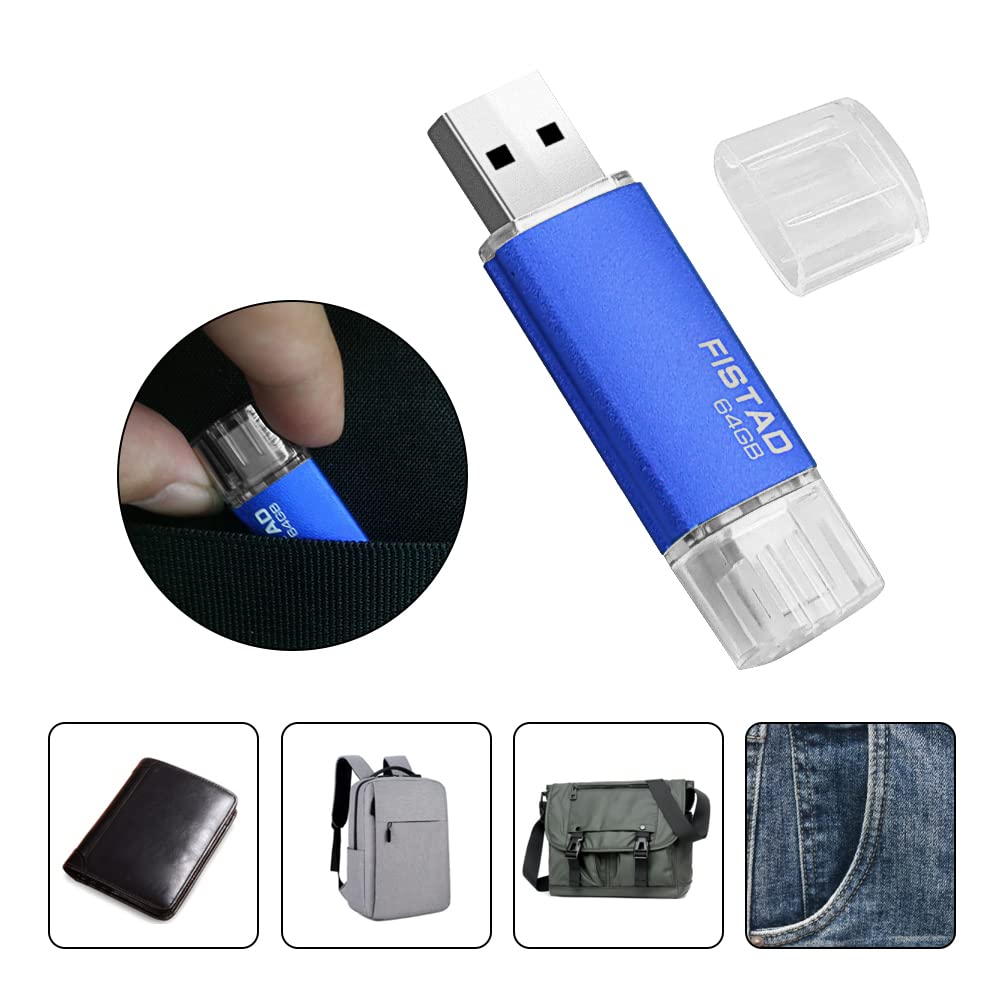 64GB USB Memory Stick USB 2.0 OTG Flash Drive Thumb Drive Pen Drive -2PS OTG-64GB-2PS