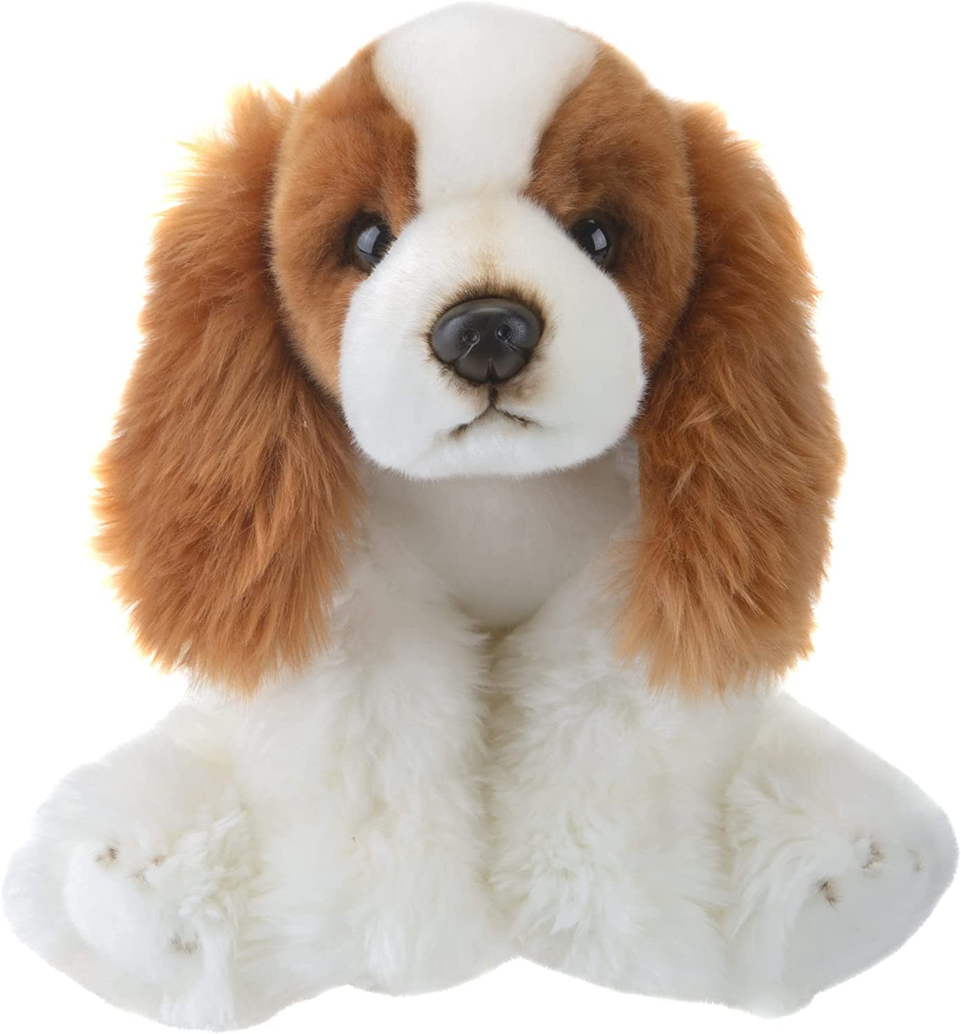 VFM - Cocker Spaniel Dog Plush 30cm Soft Toy (White & Brown) Super Fluffy Luxury Lifelike Stuffed Animal Teddy Gosh Designs - Natural World Collection White Brown