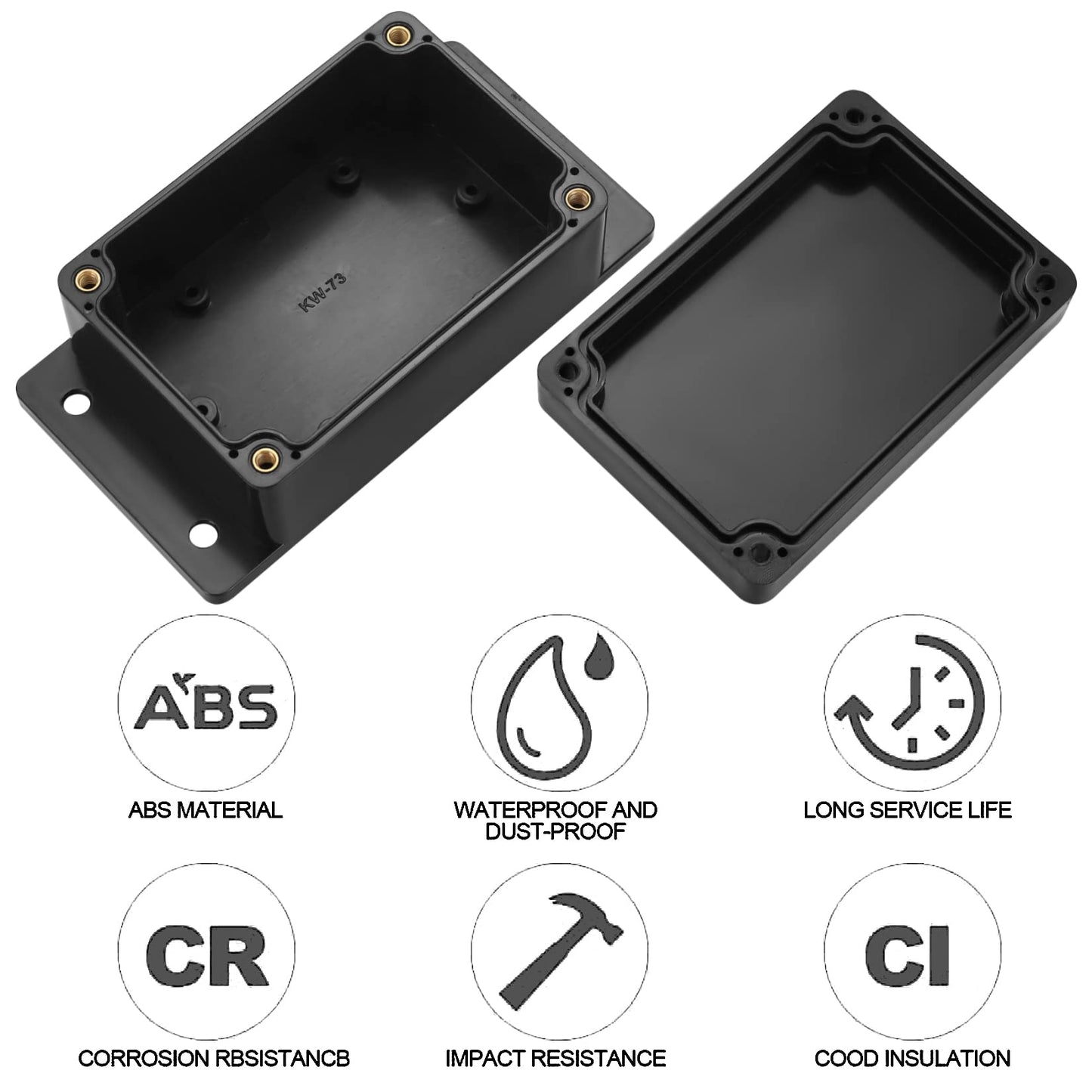 2 Pcs Junction Box Waterproof IP65, Electronic Project Box Enclosure Case, Electrical Junction Box Electronics with Fixed Ear Compatible with Electronic Project - Black B100X68X50MM