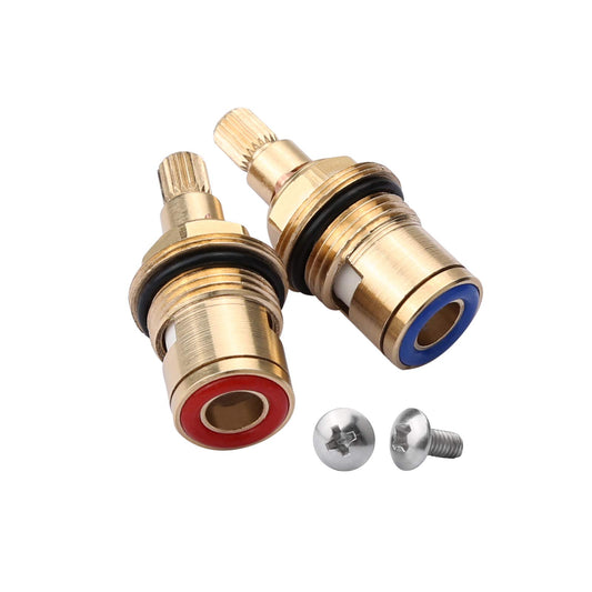 2 Set Ceramic Tap Cartridge 1/4 Turn 20 Spline, Tap Valve Replacement for Shower Bath Taps with Washers, Tap Glands Seals Repair Kit, Solid Brass Ceramic